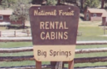 Big Springs Rental Cabins sign