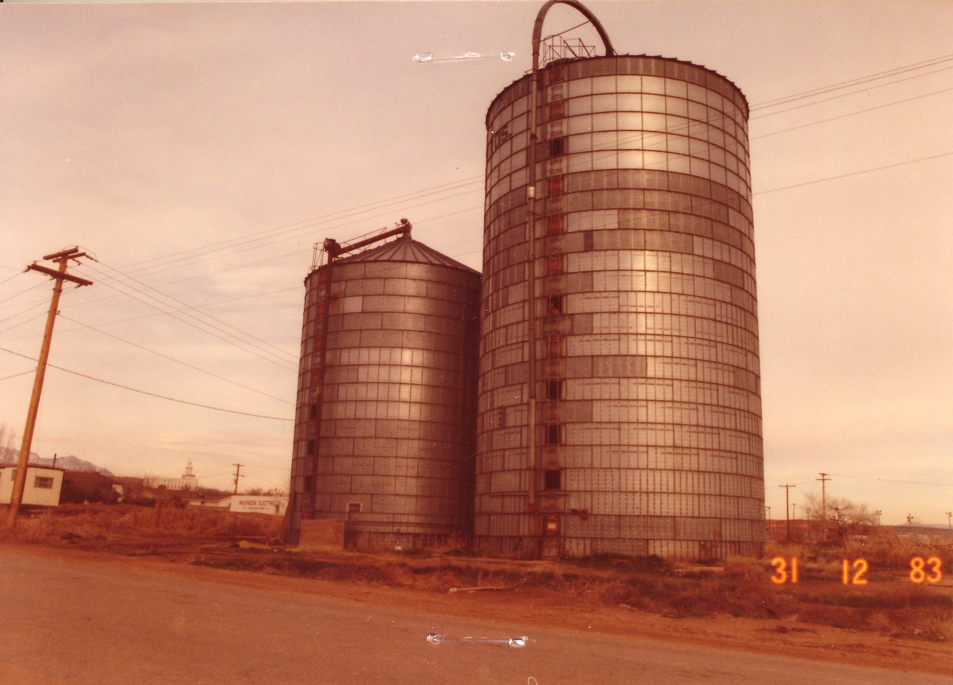 Photo of two grain silos on Main Street in St George