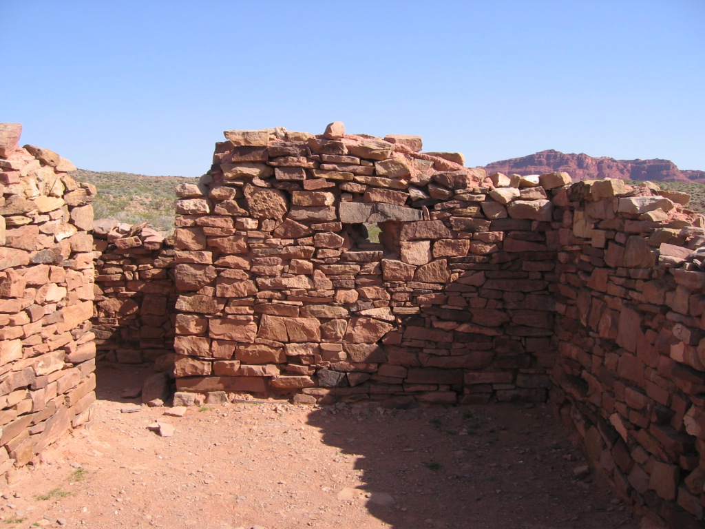 Photo of the inside of the north wall of Fort Pearce with a gun port