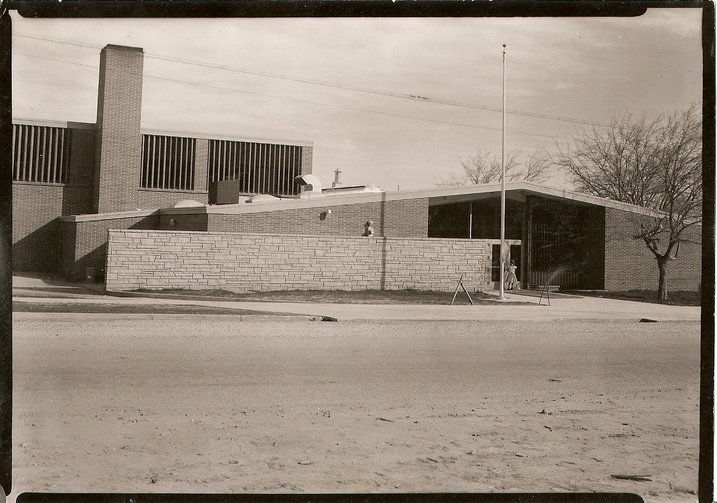 WCHS-00294 Front of the new West Elementary School in 1956