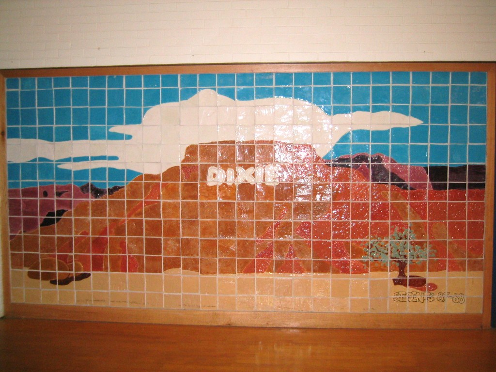 WCHS-00314 Dixie tile mural in the lunch room at West Elementary School