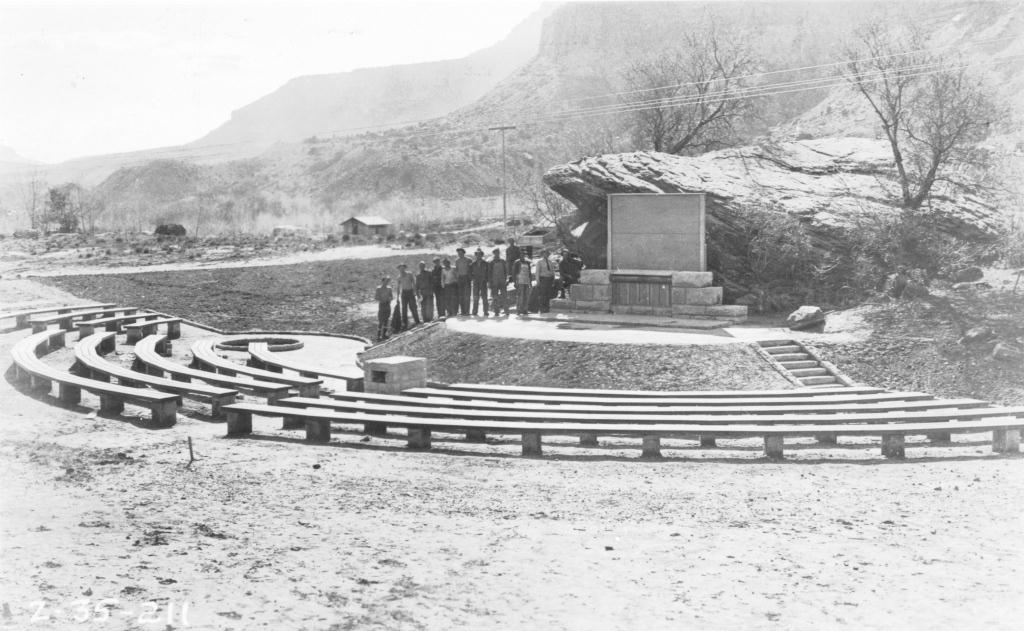 WCHS-01060 Zion Amphitheatre and some of the CCC men who built it