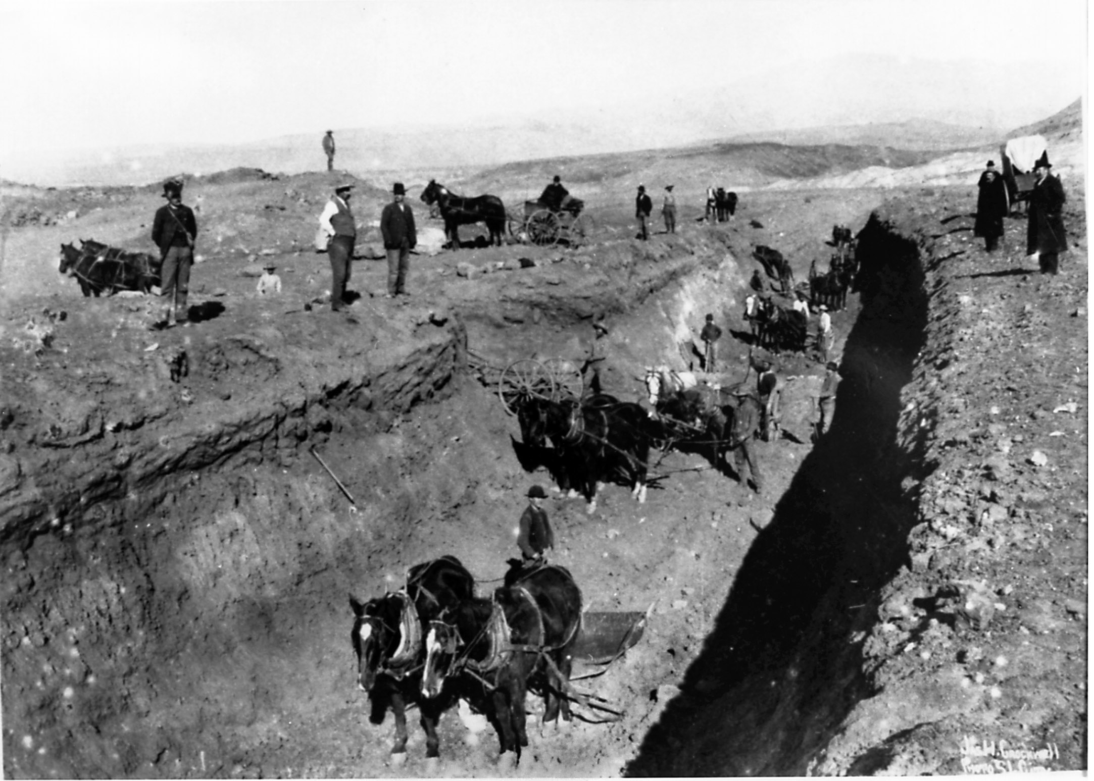 Men and horses digging the Washington Field Canal