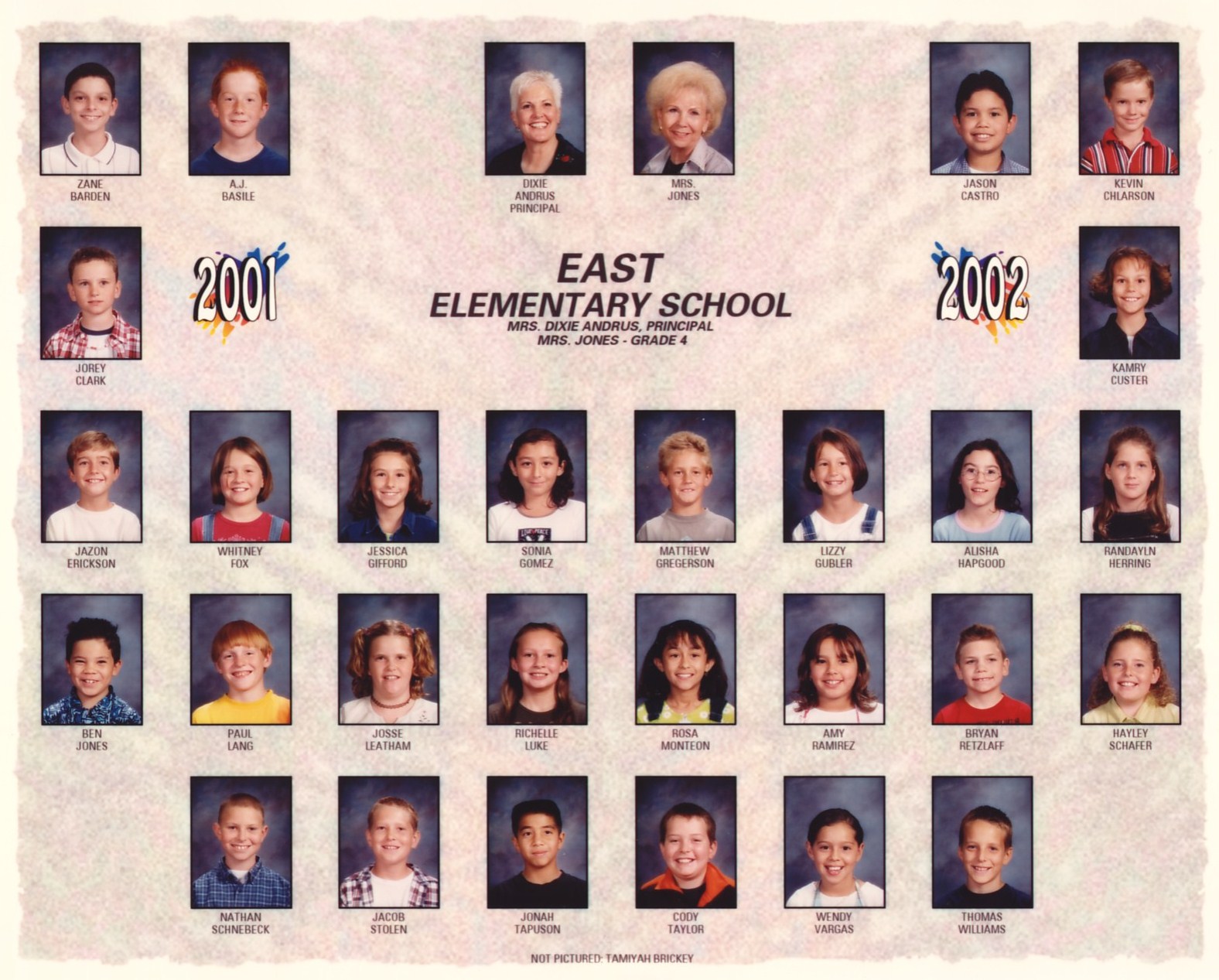 Mrs. Jones' 2001-2002 4th grade class at East Elementary School