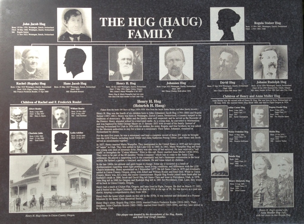 The Hug (Haug) Family plaque