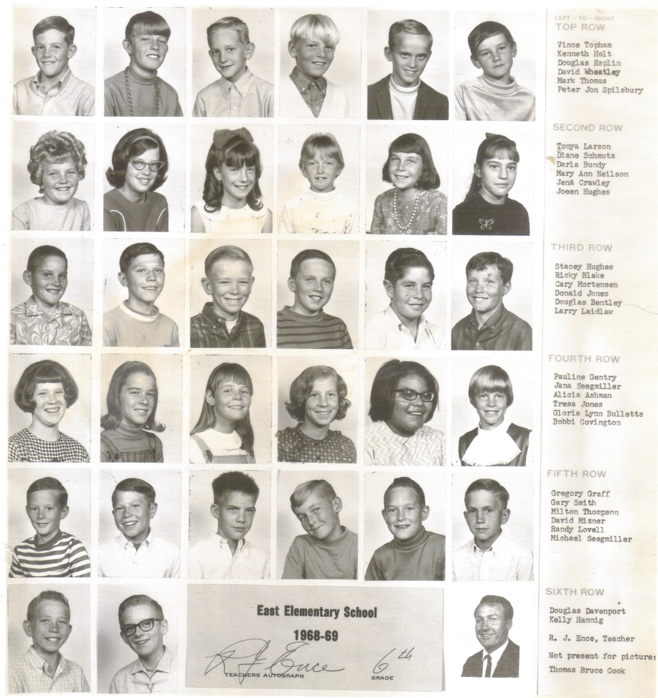 Mr. Randy J. Ence's 1968-1969 sixth grade class at East Elementary School
