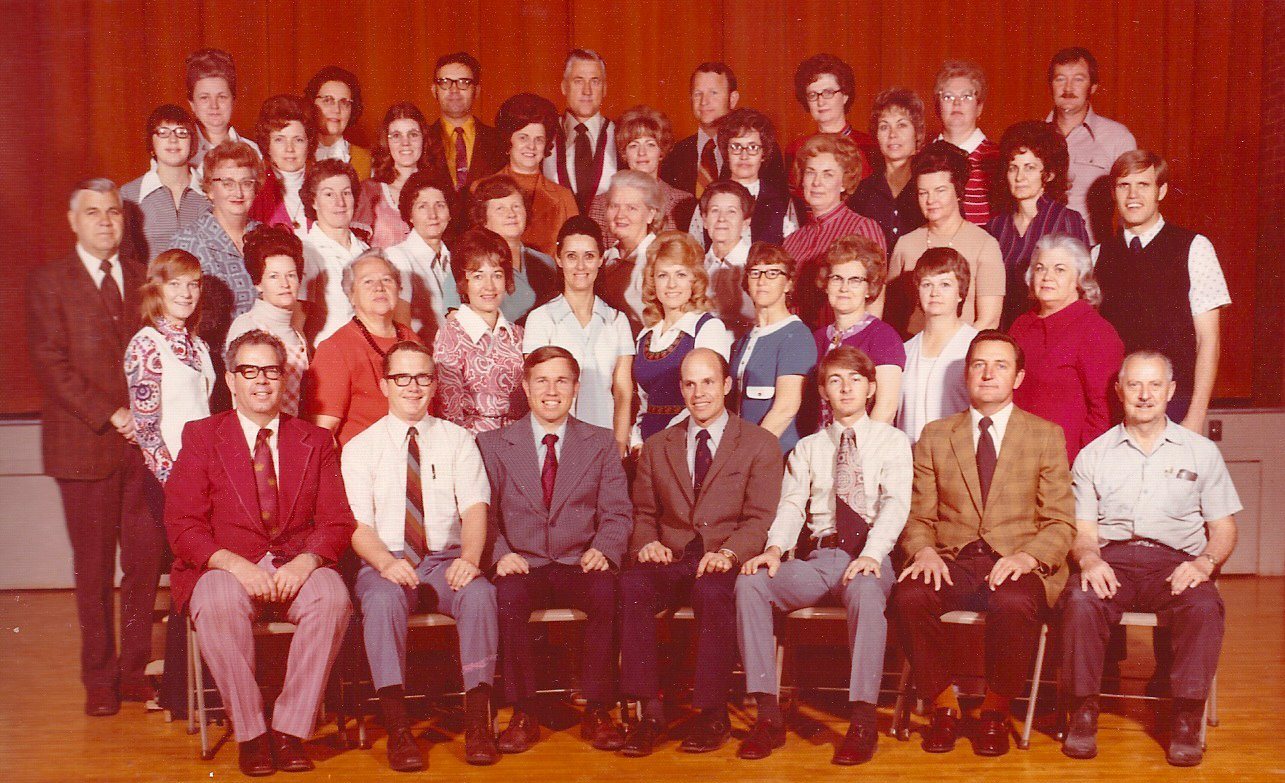 The 1973-1974 faculty & staff at East Elementary School
