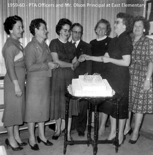 1959-1960 PTA officers with Principal Garn J. Olsen at East Elementary School