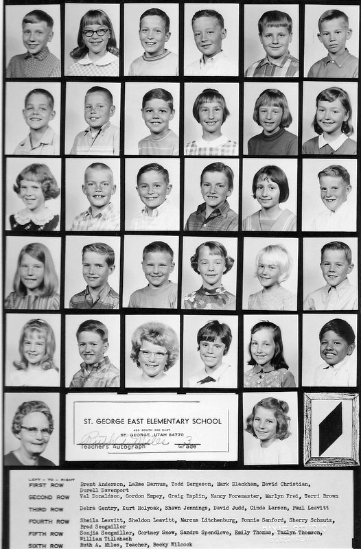 Mrs. Ruth Miles' 1967-1968 third grade class at East Elementary School
