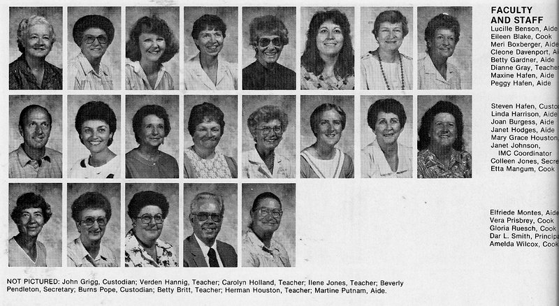 The 1986-1987 faculty & staff at East Elementary School