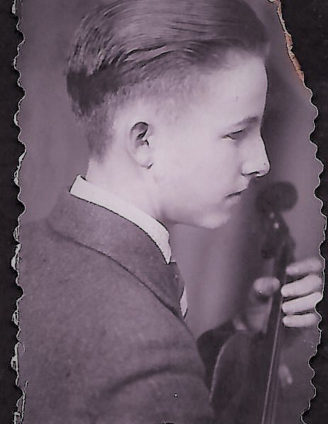 Clark Worthen Higgins with his violin