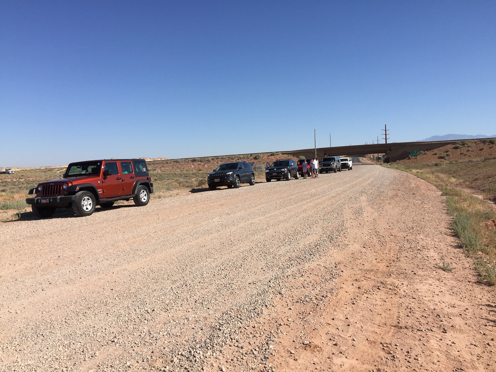 Cars lined up to start a DASIA field trip onto the Arizona Strip