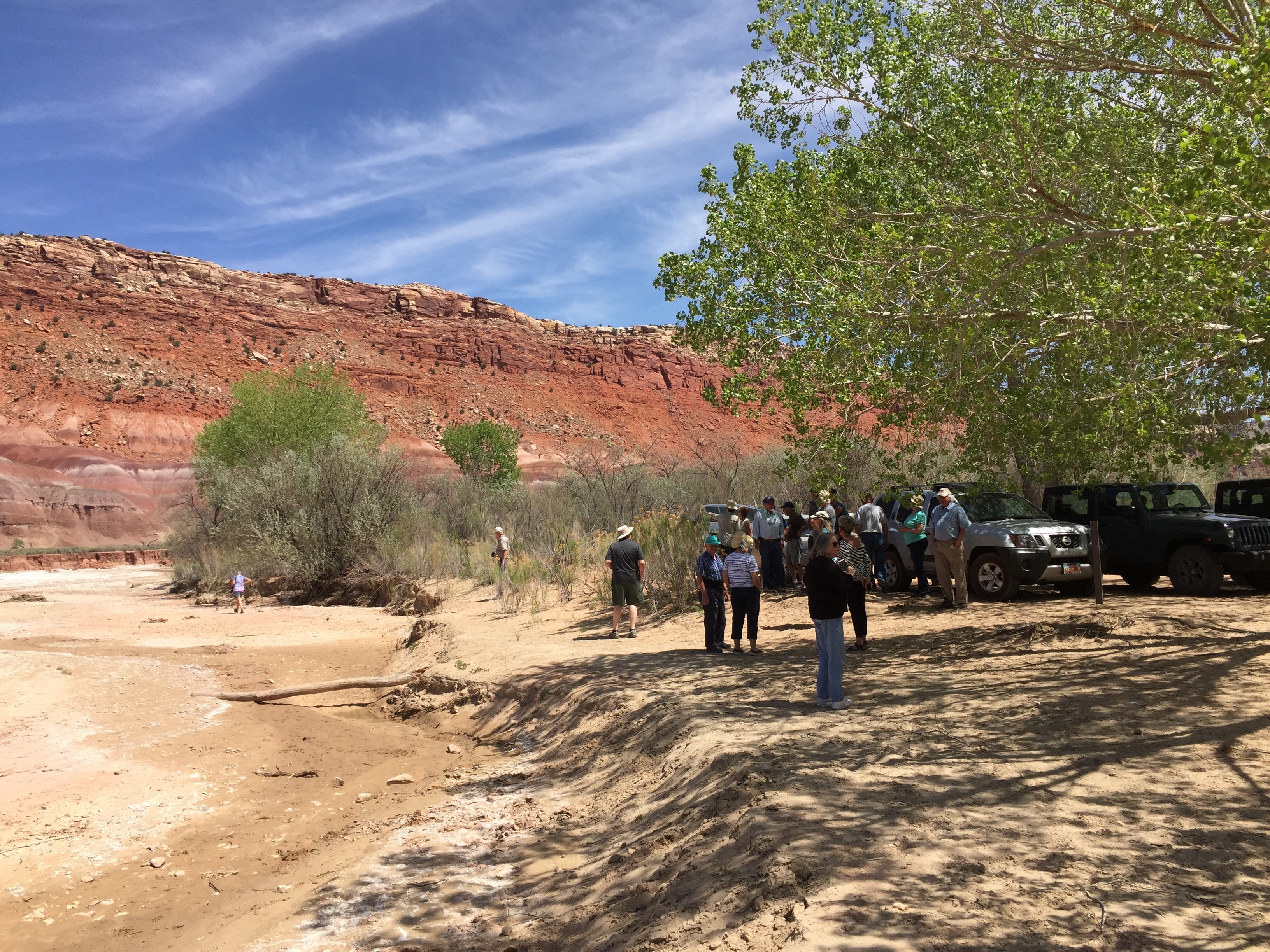 A DASIA field trip group gathered at river's edge in Paria, Utah