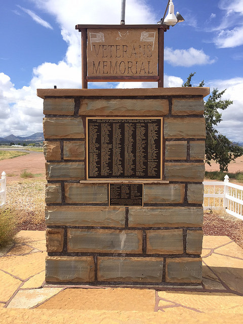 A veterans memorial & plaque at Enterprise, Utah