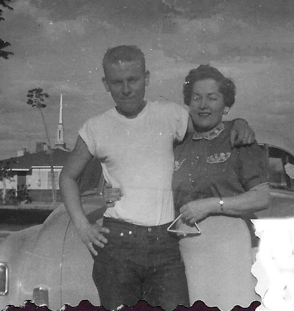 Clark Nelson with his mother, Cleo Nelson, in 1958