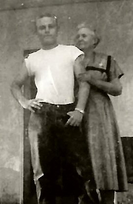 Clark Nelson and his paternal grandmother, Euphemia Miles Nelson, in 1958