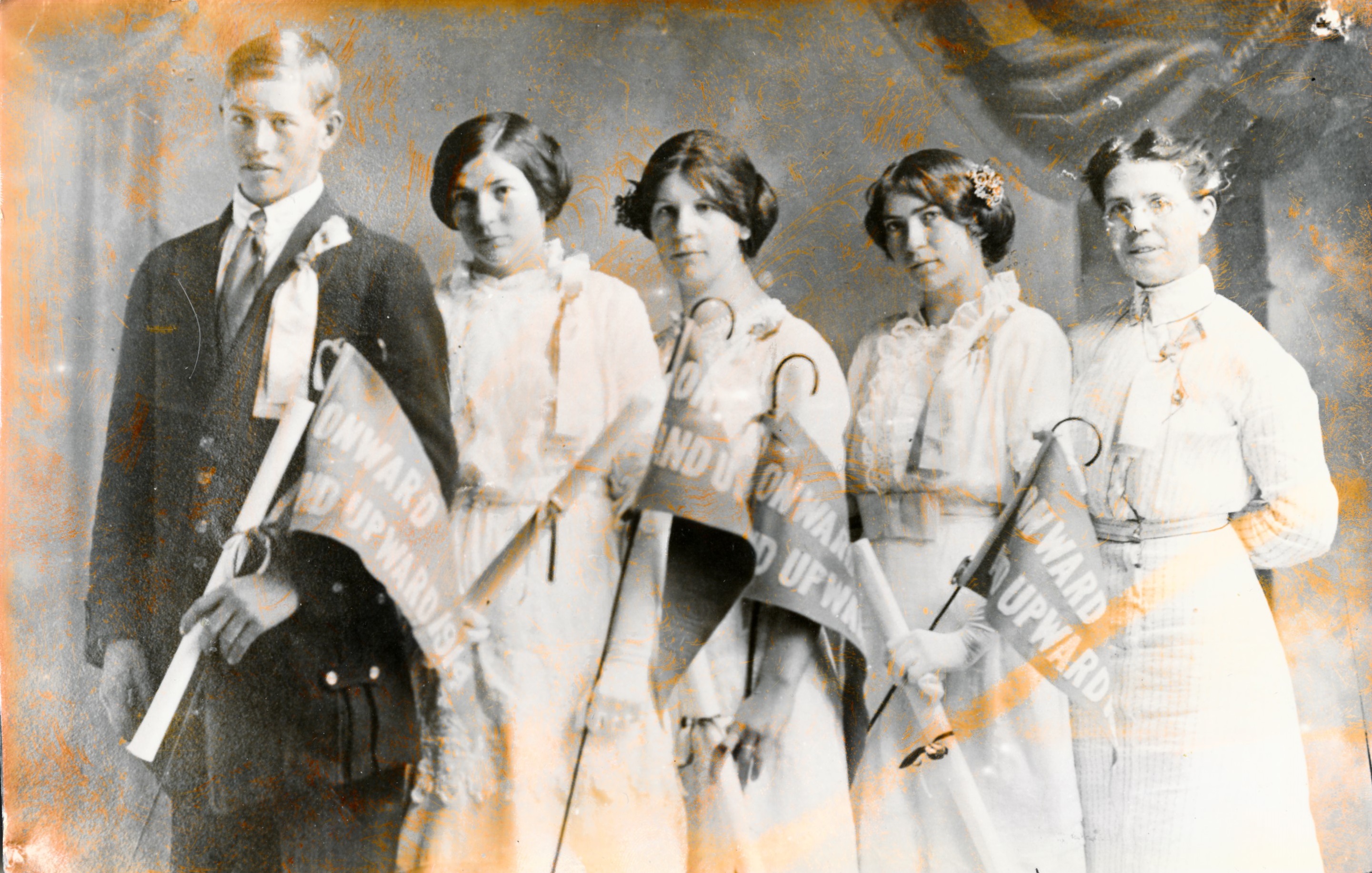 Five Woodward School students in 191?