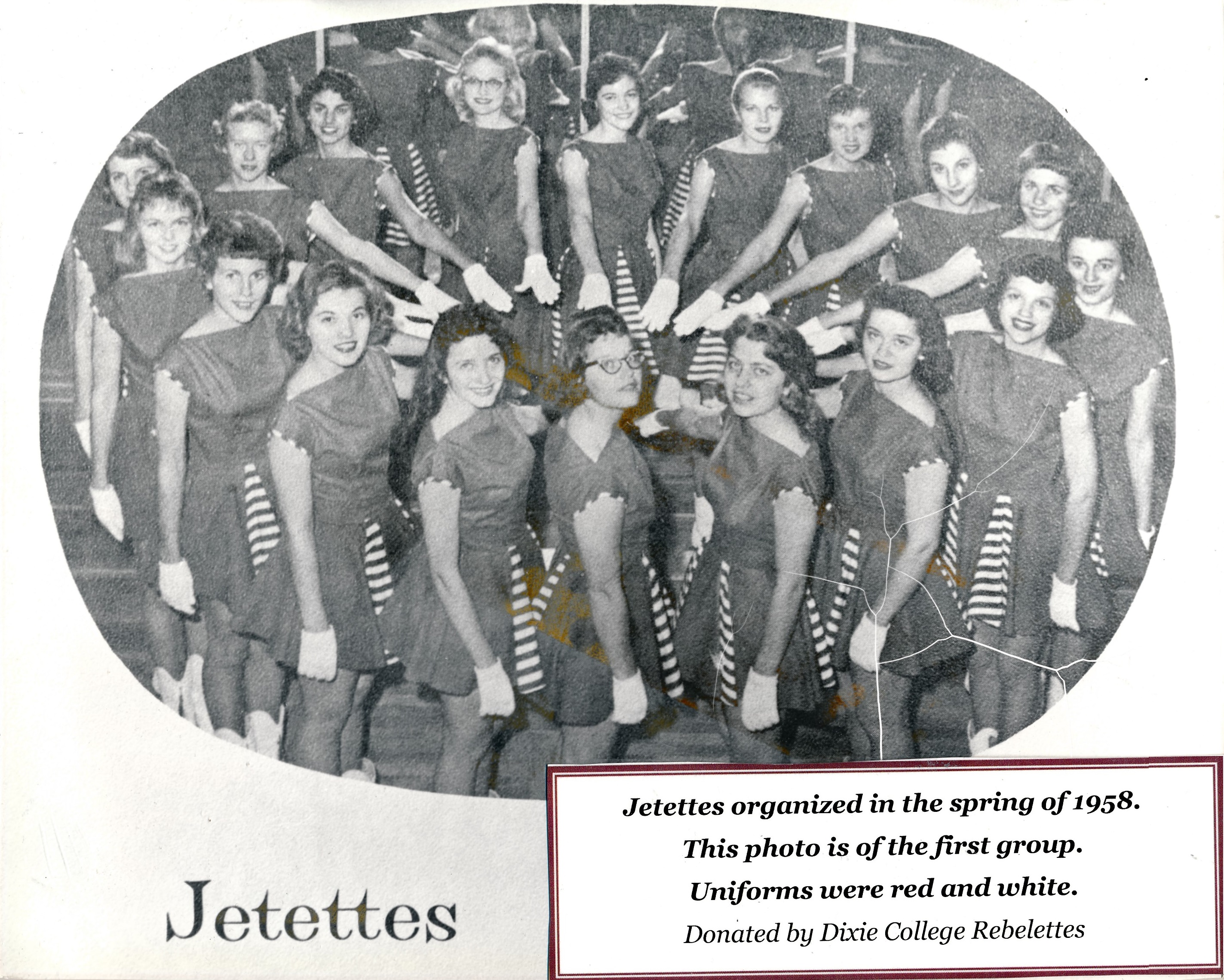 The first group of Dixie High School Jetettes organized in the spring of 1958