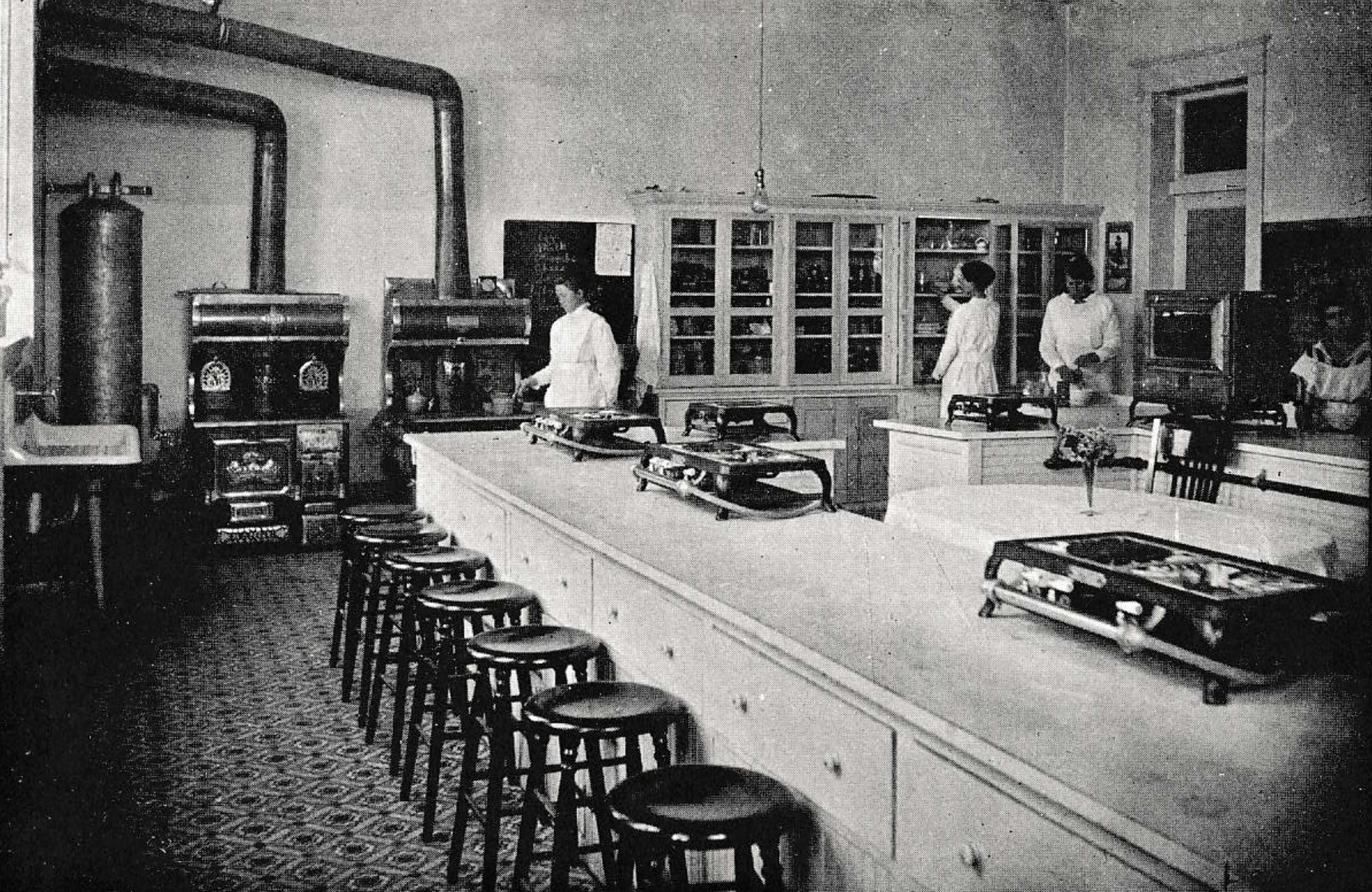 The domestic science classroom in the Dixie Academy Building