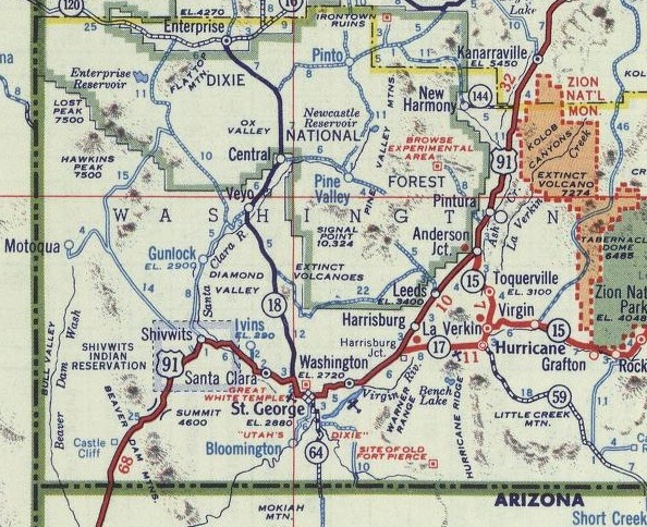 US Highway 91 Map from 1950