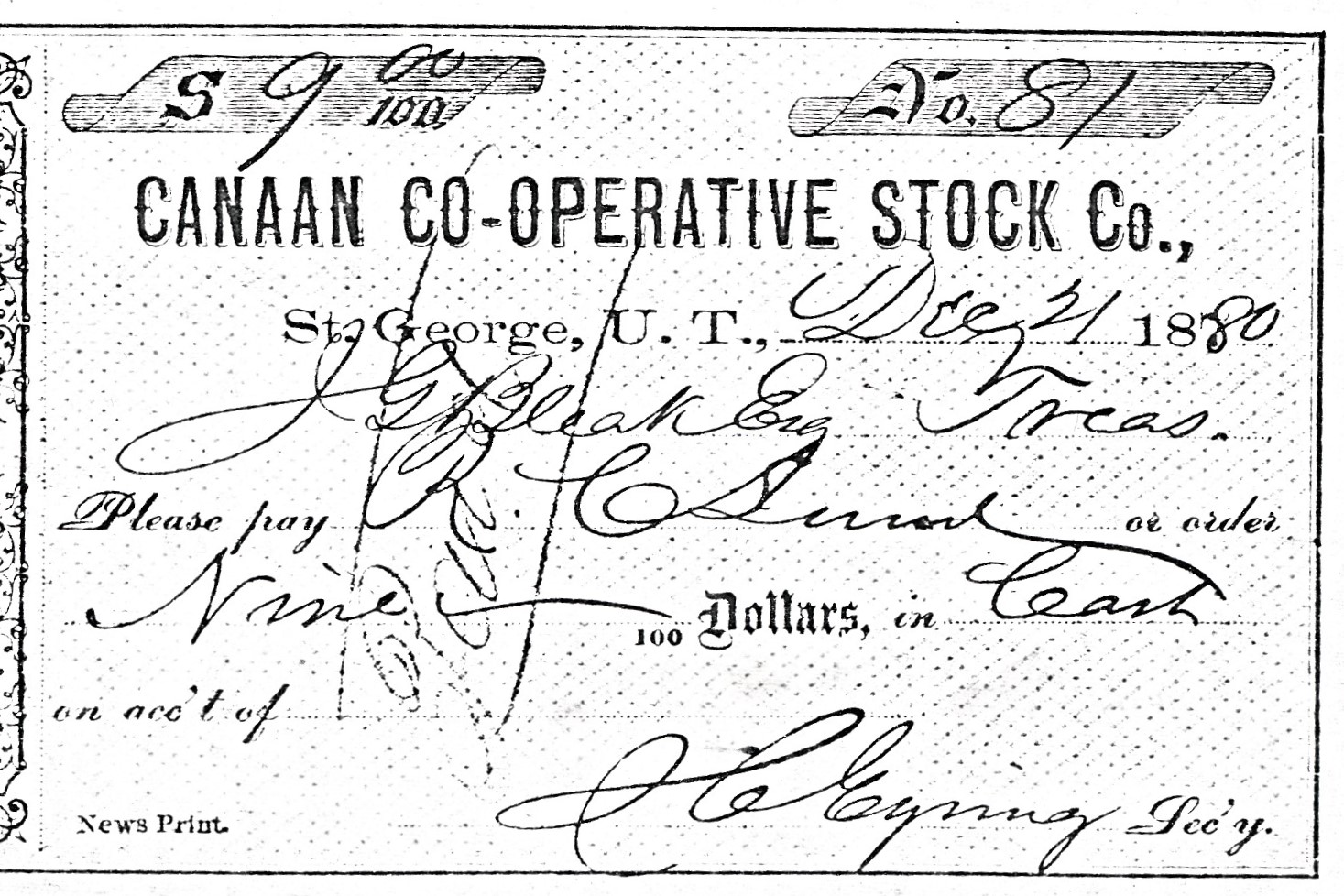 Canaan Co-Operative Stock Co. Currency