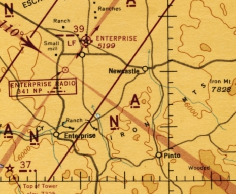 Local area on a WW2 aeronautical chart