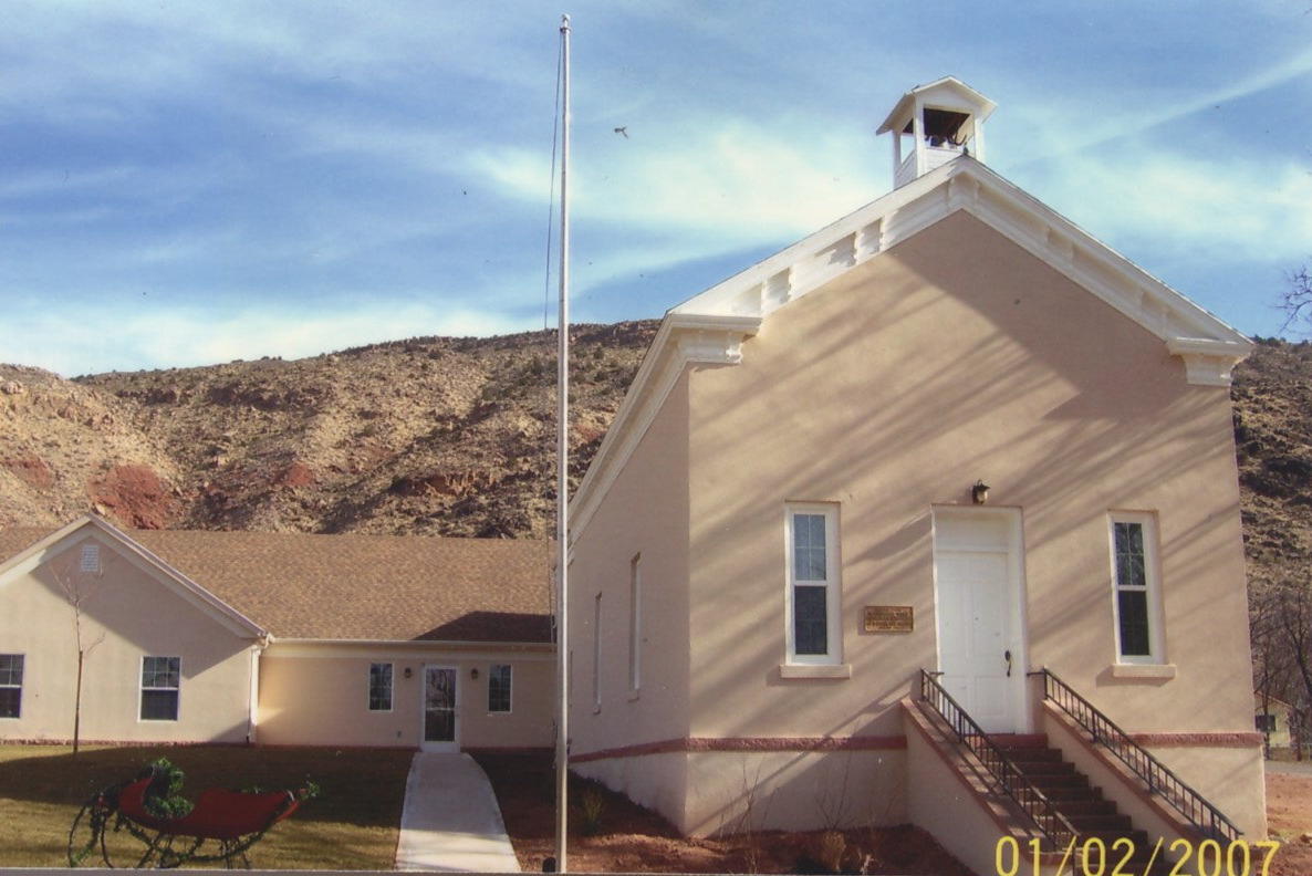 Photo of the outside of the Toquerville Church