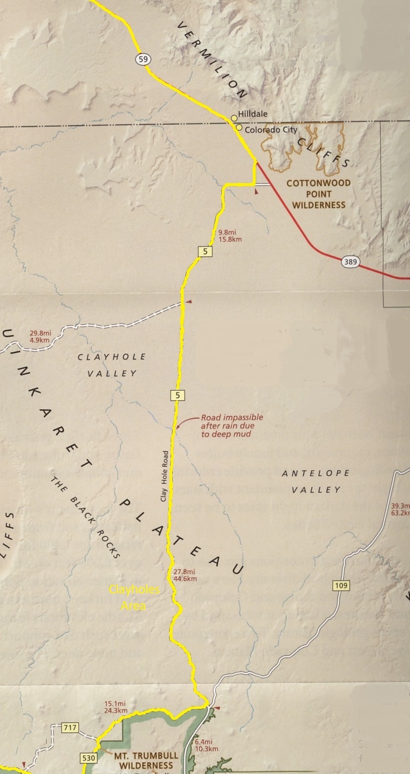 Map of the Clayholes area