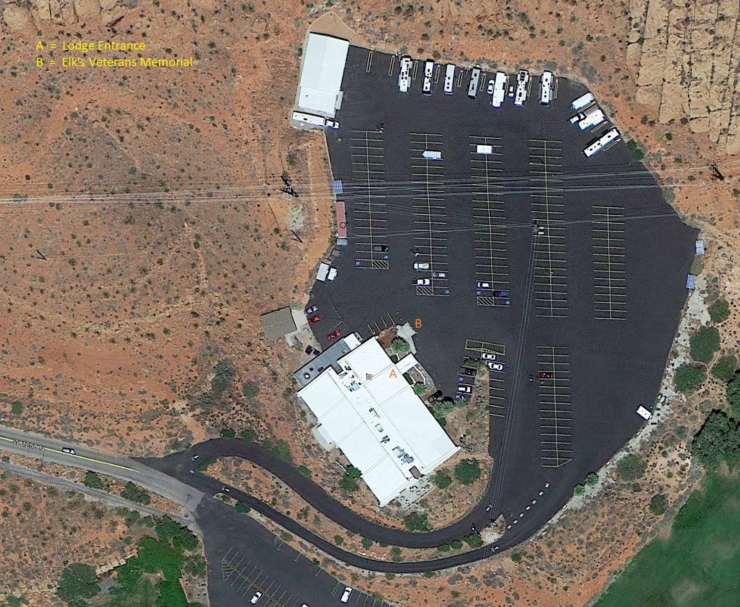 Aerial view of the Elks Lodge property