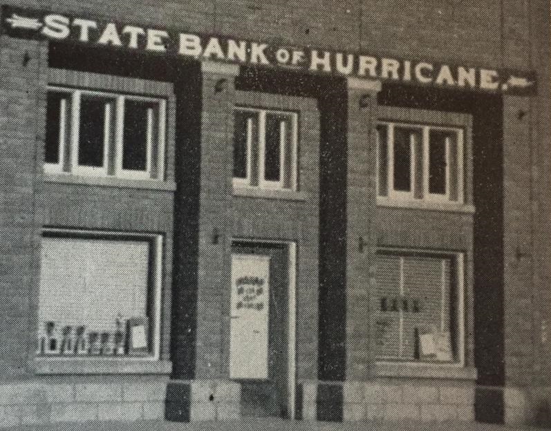 Front of the State Bank of Hurricane