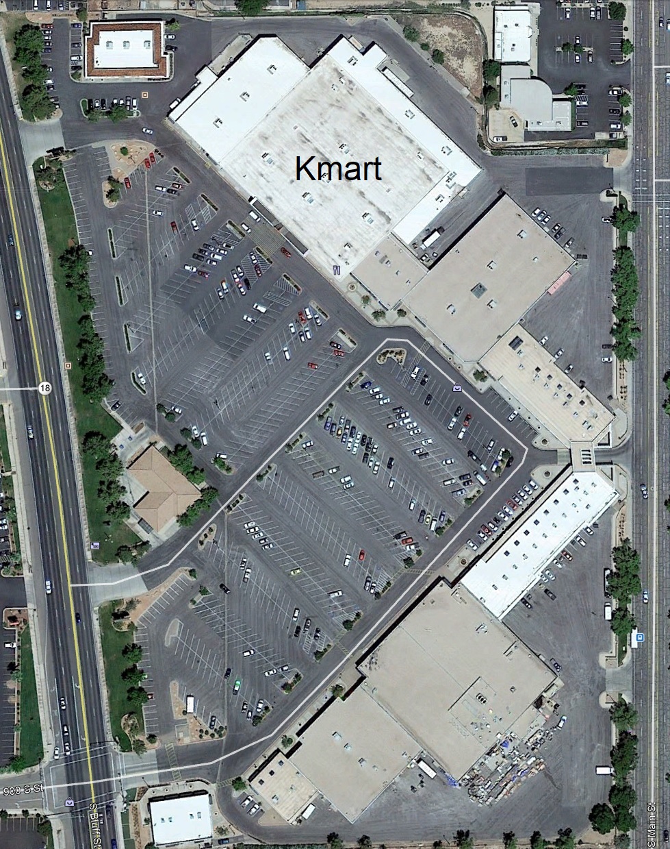 Aerial view of the Kmart store