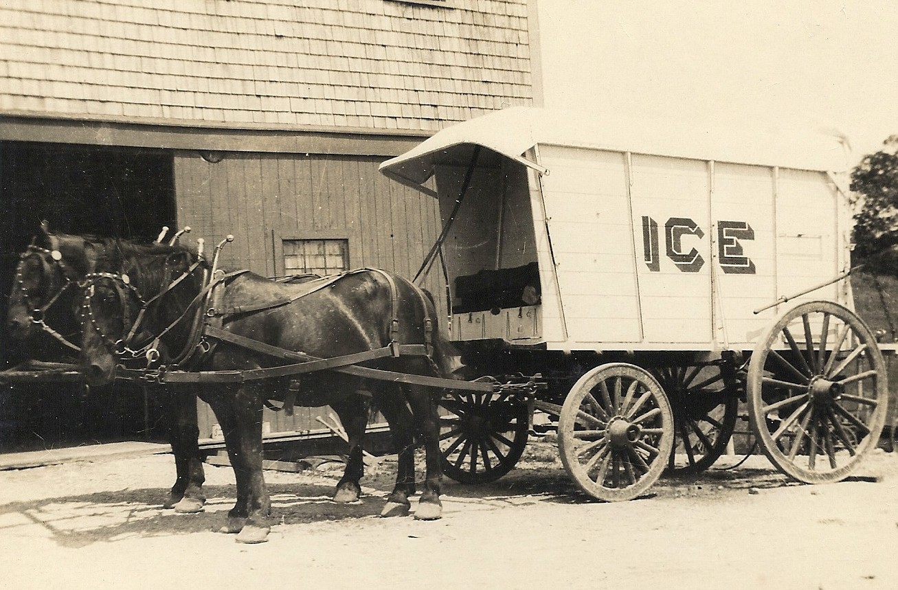 Horse drawn ice wagon