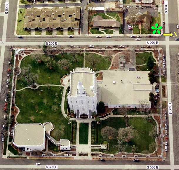 Aerial view of the St. George Temple block