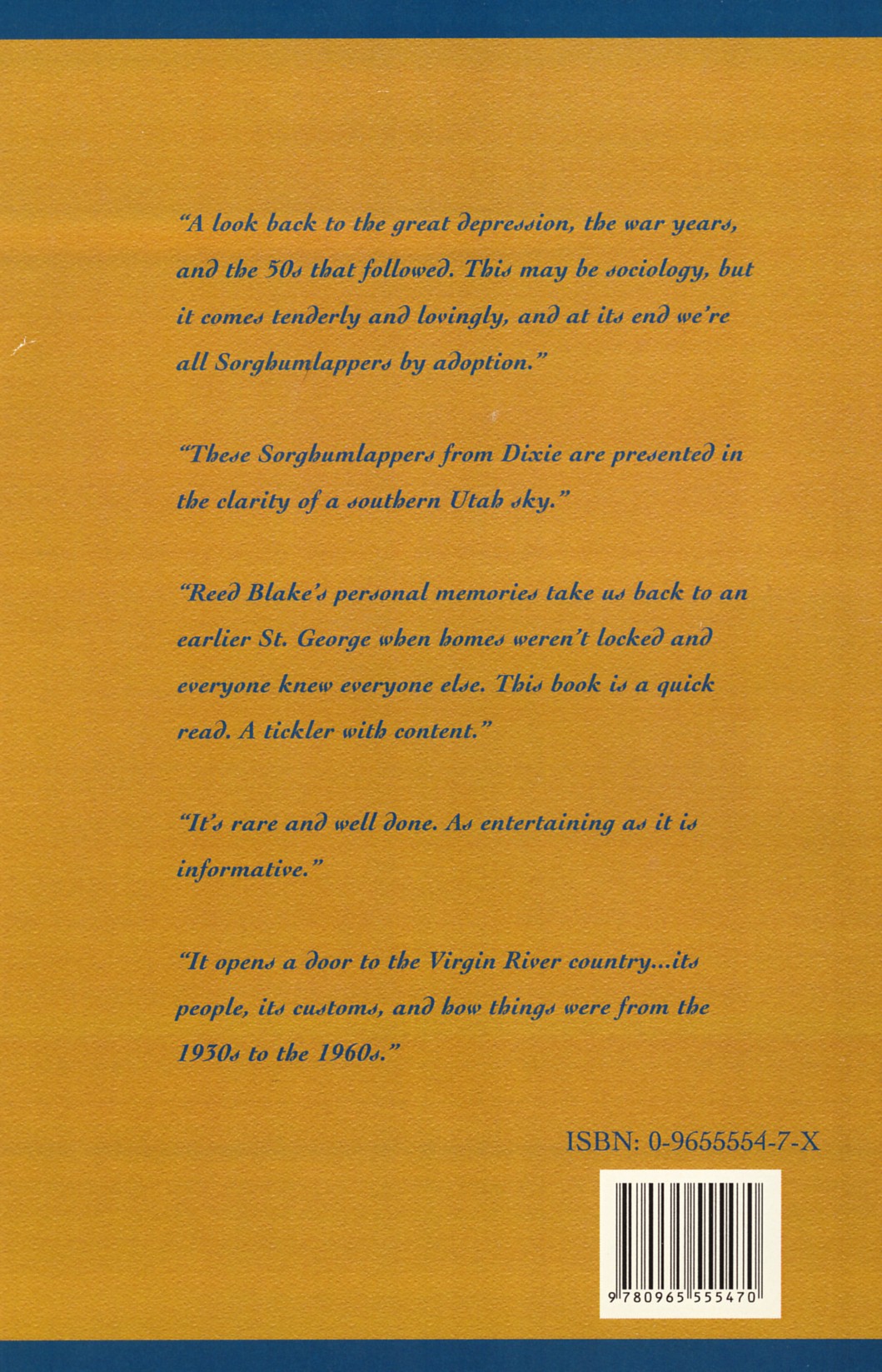 Back cover of Sorghumlapper and other stories