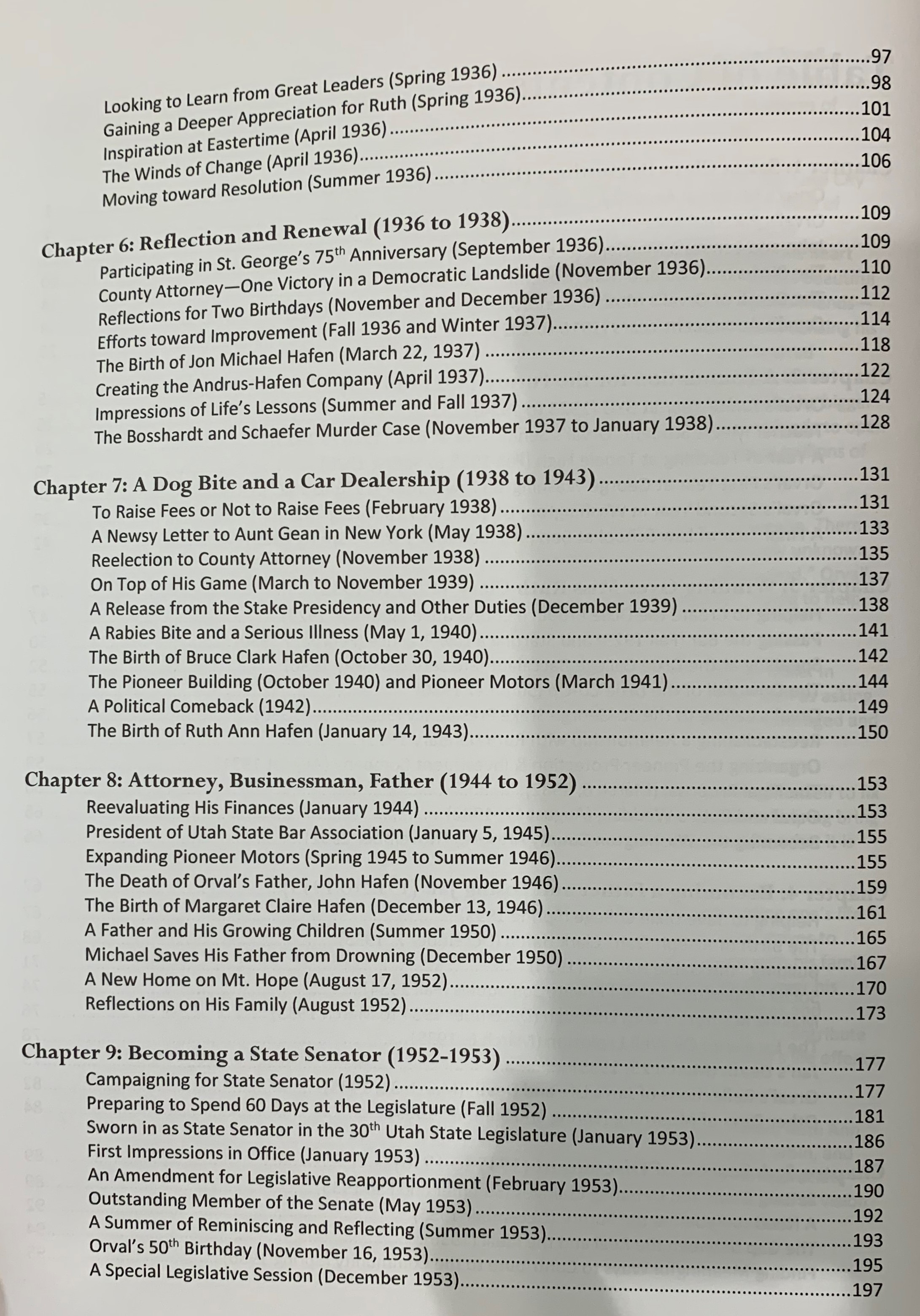 Second page of the table of contents