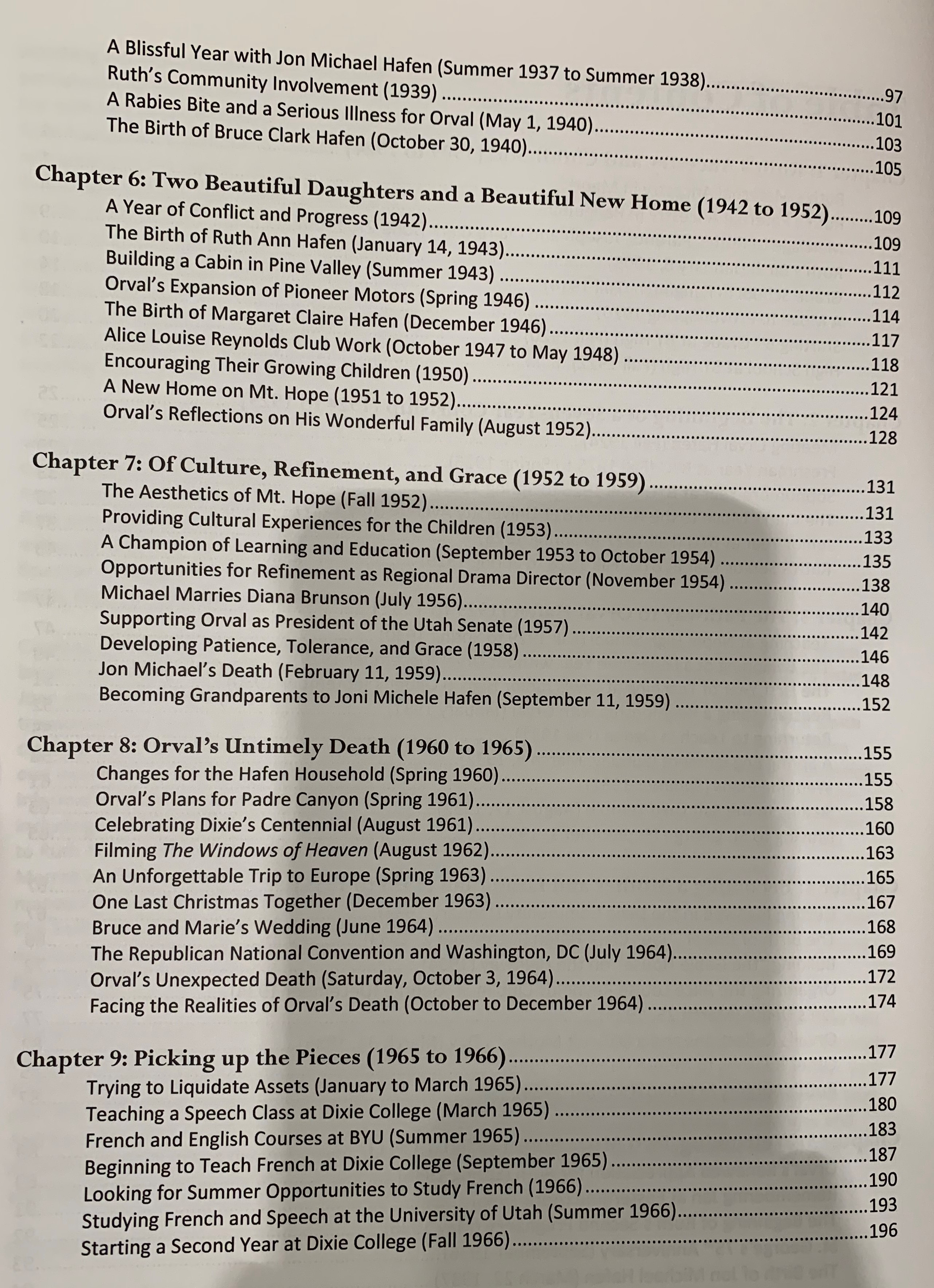 Second page of the table of contents