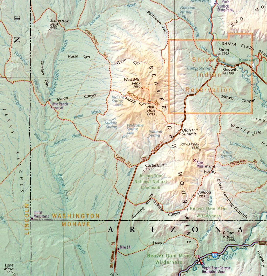 Beaver Dam Mountains map