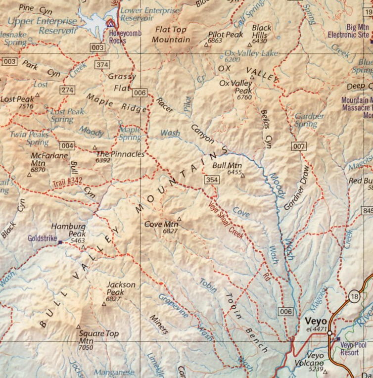 Map of the Bull Valley Mountains