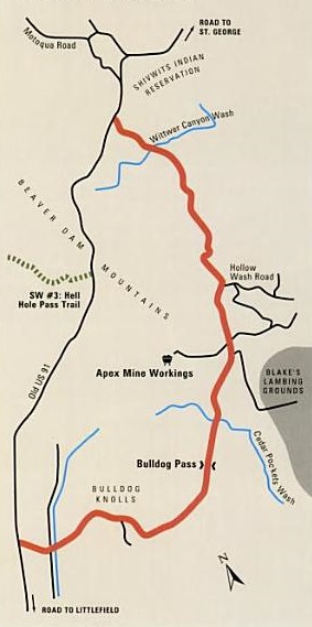 Map of the area round Bulldog Pass