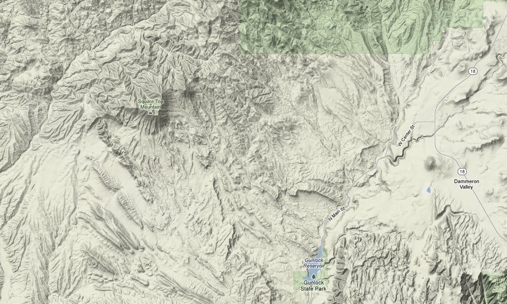 Square Top Mountain area topographic map