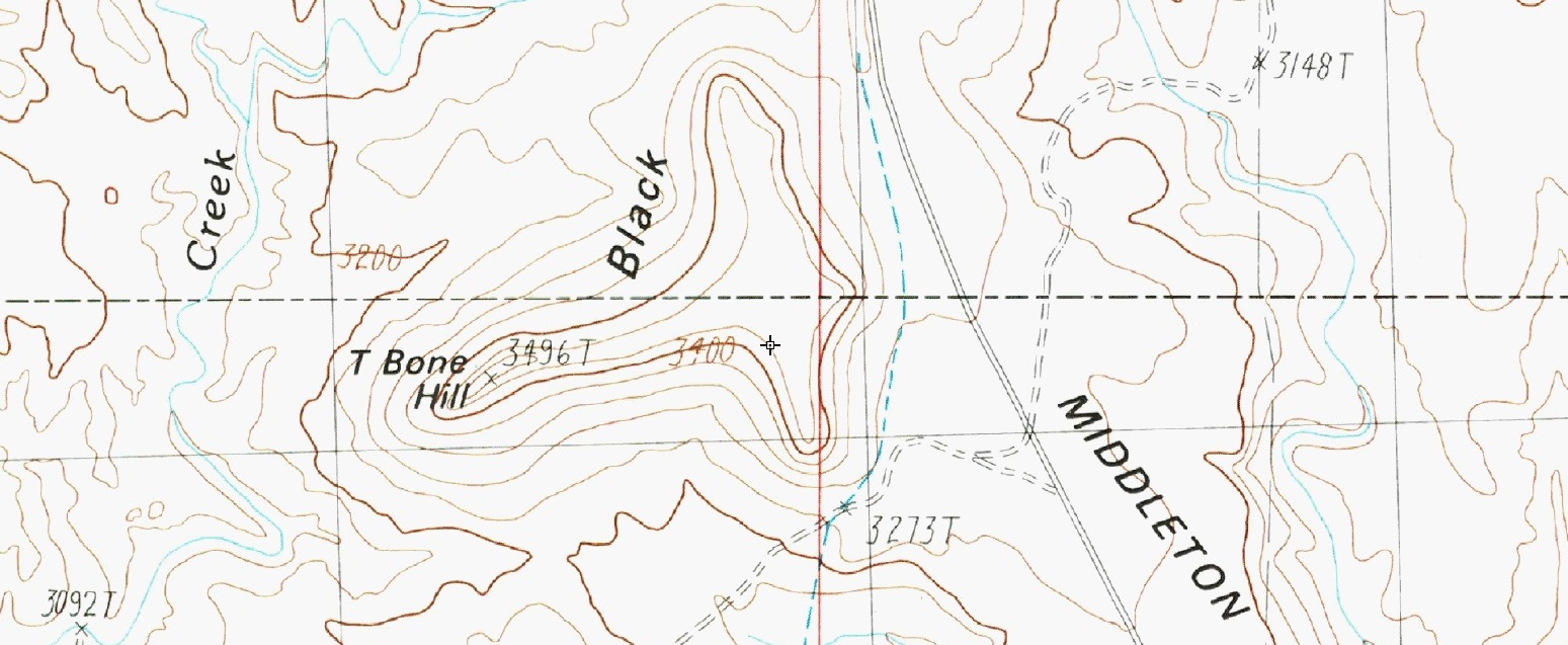 Topographic map of T-Bone Hill