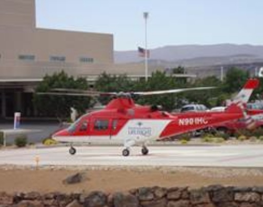 Life Flight helicopter at base