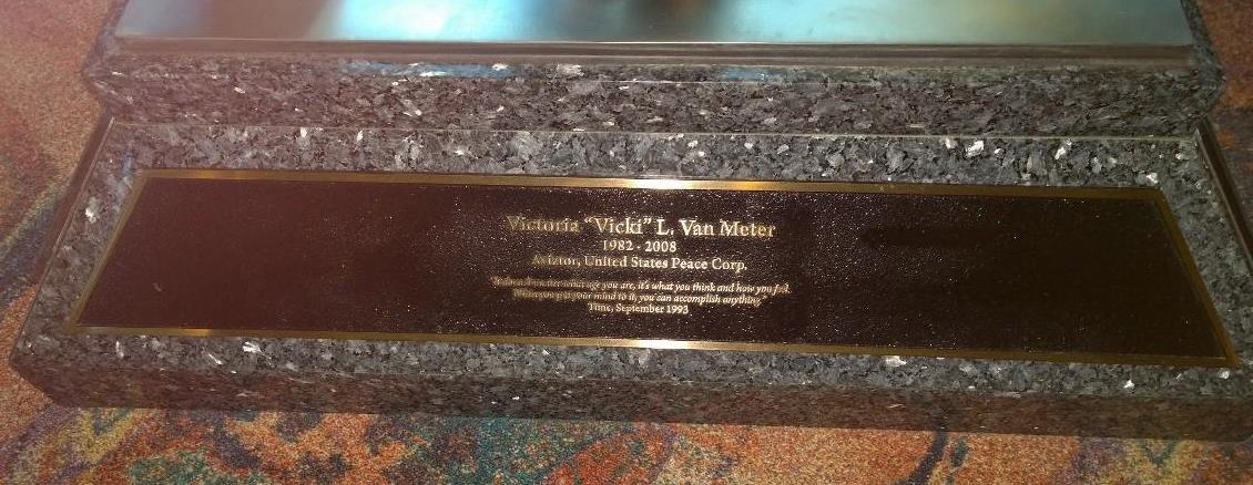 Vicki Van Meter plaque