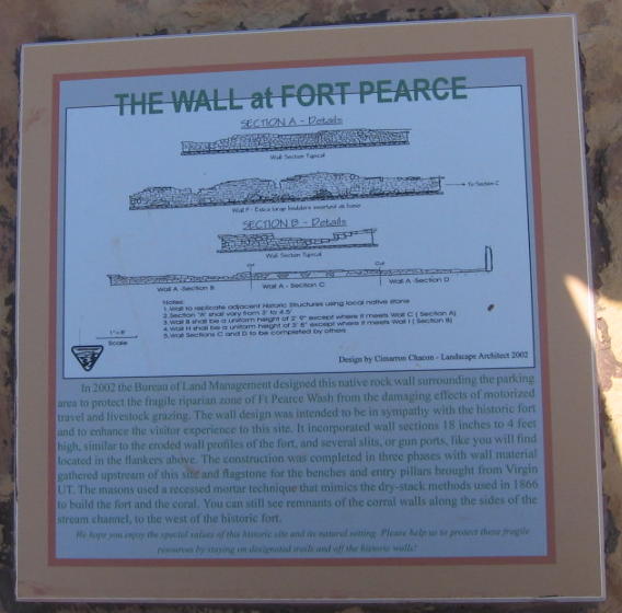 Photo of the "The Wall at Fort Pearce" sign on the edge of the parking lot