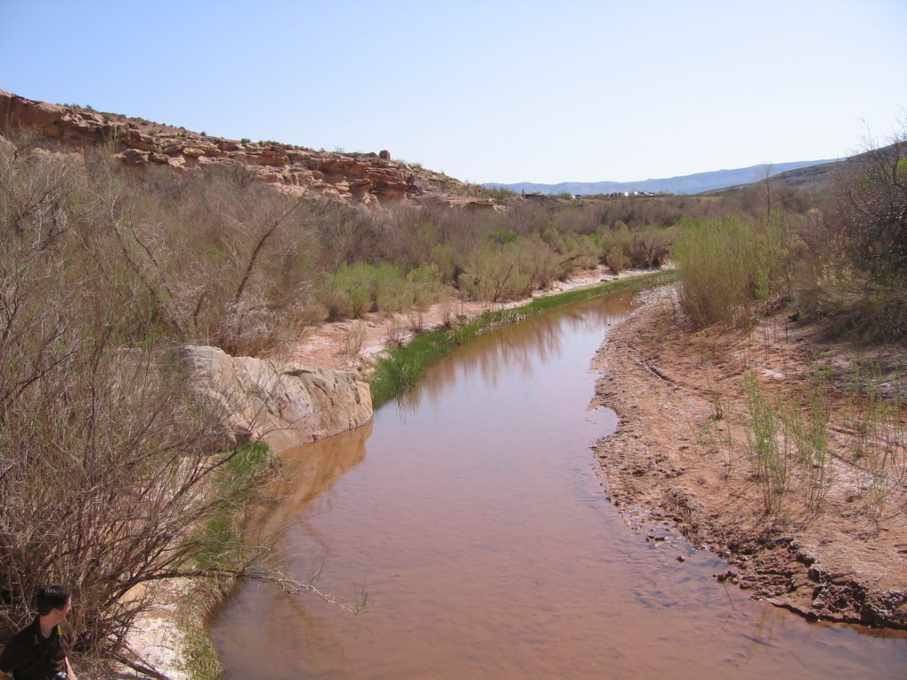 Photo of river running through the Fort Pearce Wash just south of the fort