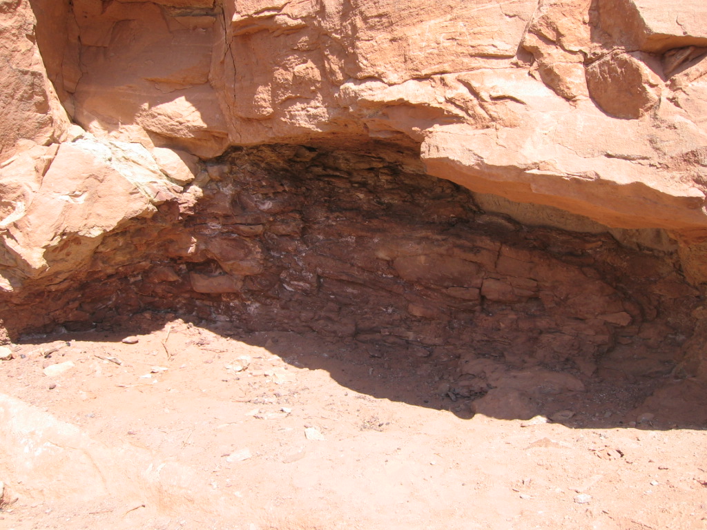 Photo of a walled up storage bin in the cliffs along "The Honeymoon Trail"