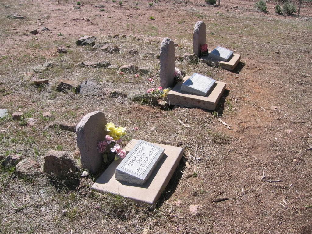 Photo of three graves with old and new markers at the Hamblin Cemetery