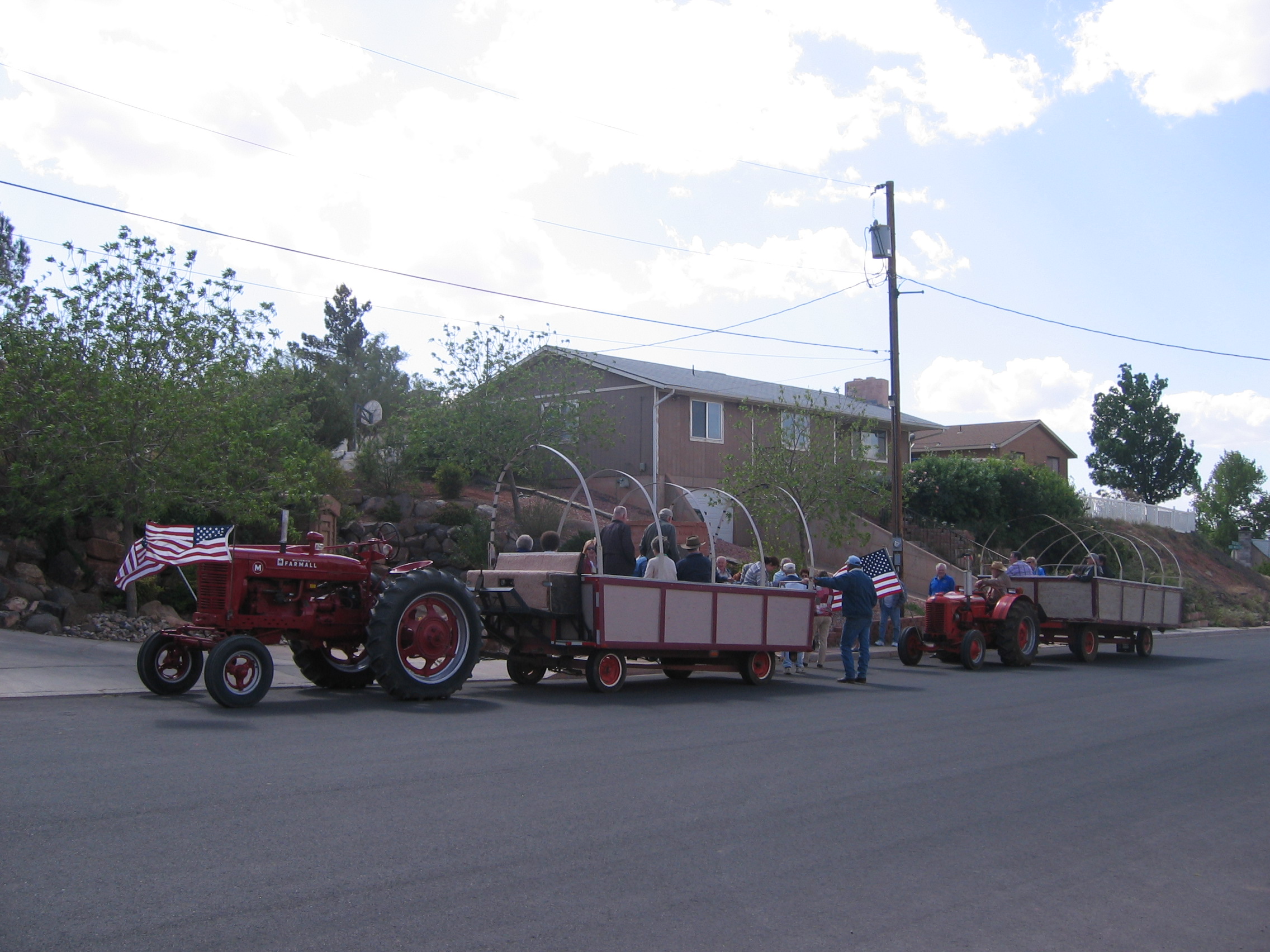 WCHS-00122 Wagons being pulled by farm tractors