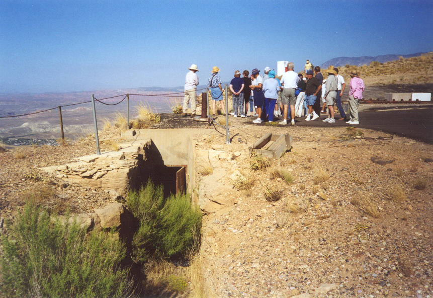 WCHS-00152 Structures at the south end of the rocket sled track at the Hurricane Mesa Test Facility