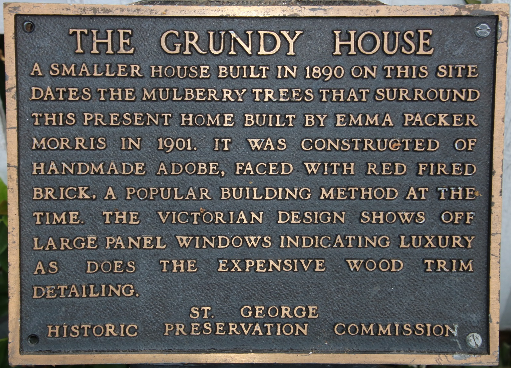 WCHS-00186 Plaque for the Morris-Grundy home